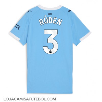 Camisa de Futebol Manchester City Ruben Dias #3 Equipamento Principal Mulheres 2025-26 Manga Curta Camisa de Futebol Manchester City Ruben Dias #3 Equipamento Principal Mulheres 2025-26 Manga Curta